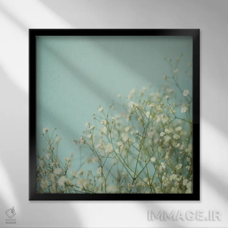 تابلو آبی کمرنگ اثر کاسیا بک - نمای قابدار مشکی