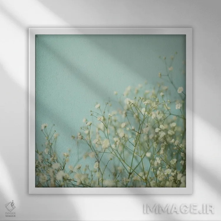 تابلو آبی کمرنگ اثر کاسیا بک - نمای قابدار سفید