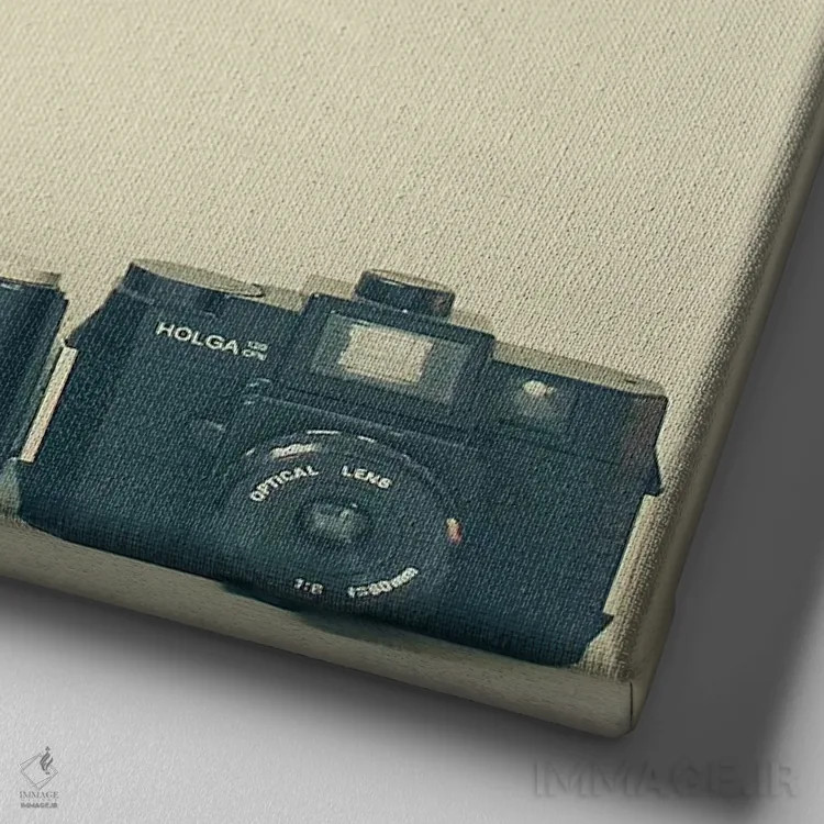 تابلو مجموعه دوربینها اثر کاسیا بک - نمای نزدیک بافت بوم