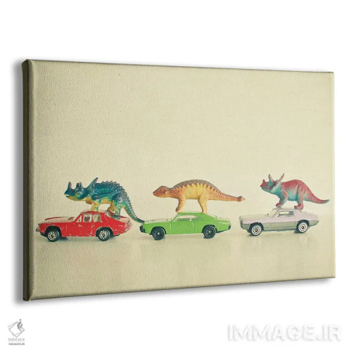 تابلو دایناسورها سوار ماشینها اثر کاسیا بک - نمای پرسپکتیو محصول