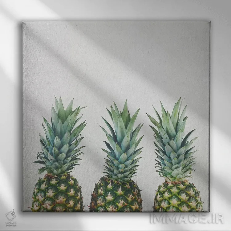 تابلو سهتایی آناناس اثر کاسیا بک - نمای روبهرو روی دیوار