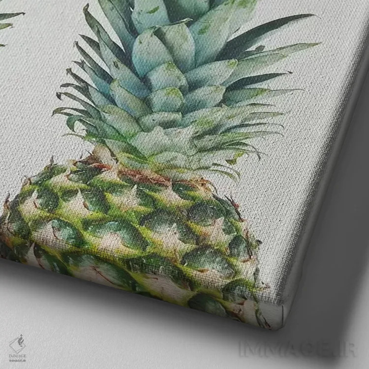 تابلو سهتایی آناناس اثر کاسیا بک - نمای نزدیک بافت بوم