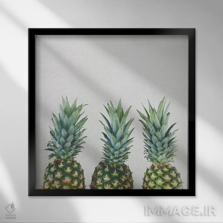 تابلو سهتایی آناناس اثر کاسیا بک - نمای قابدار مشکی