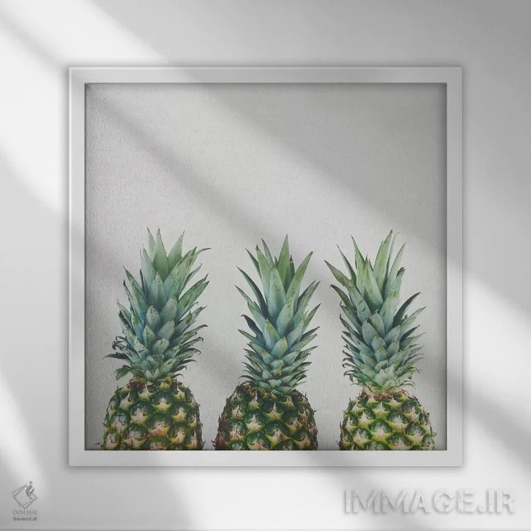 تابلو سهتایی آناناس اثر کاسیا بک - نمای قابدار سفید