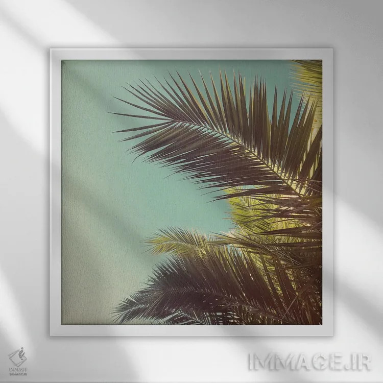 تابلو نخلهای پاییزی اثر کاسیا بک - نمای قابدار سفید
