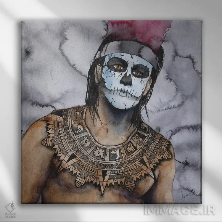 تابلو آزتک (تمدن باستانی) اثر کریس جیمز - نمای روبهرو روی دیوار