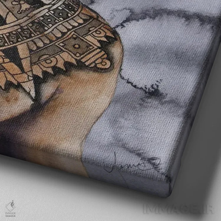 تابلو آزتک (تمدن باستانی) اثر کریس جیمز - نمای نزدیک بافت بوم