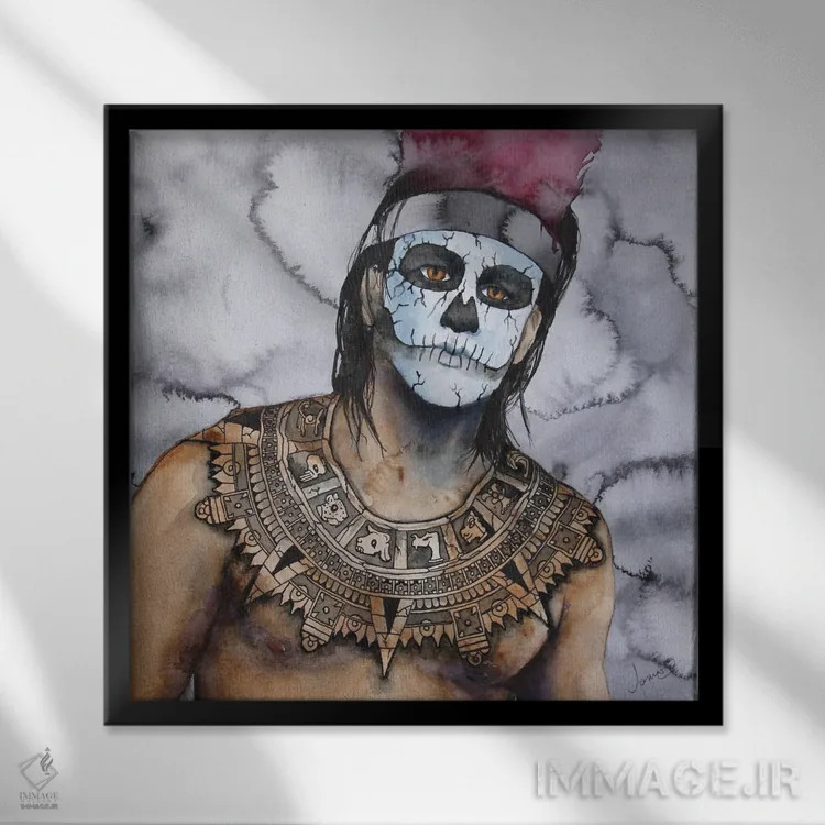 تابلو آزتک (تمدن باستانی) اثر کریس جیمز - نمای قابدار مشکی