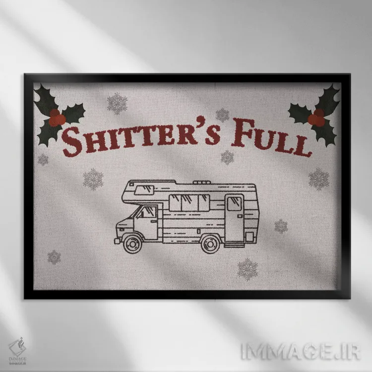 تابلو دستشویی پر است (طنز) اثر فایو بای فایو کالکتیو - نمای قابدار مشکی