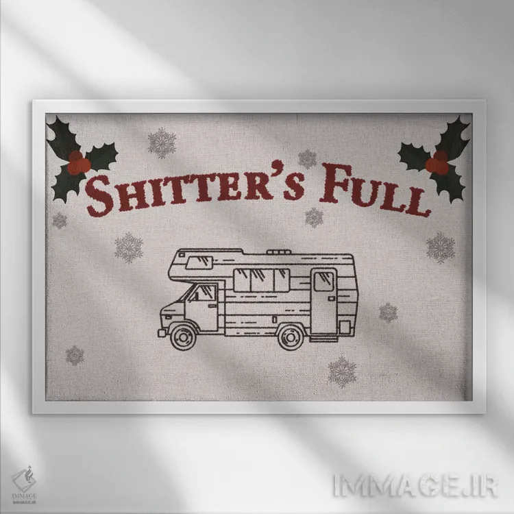 تابلو دستشویی پر است (طنز) اثر فایو بای فایو کالکتیو - نمای قابدار سفید