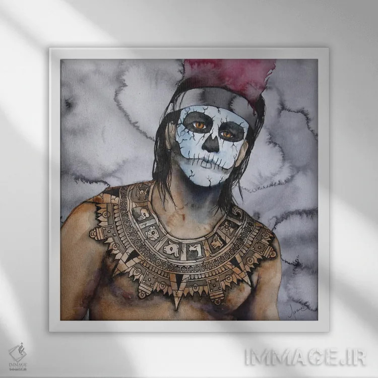 تابلو آزتک (تمدن باستانی) اثر کریس جیمز - نمای قابدار سفید