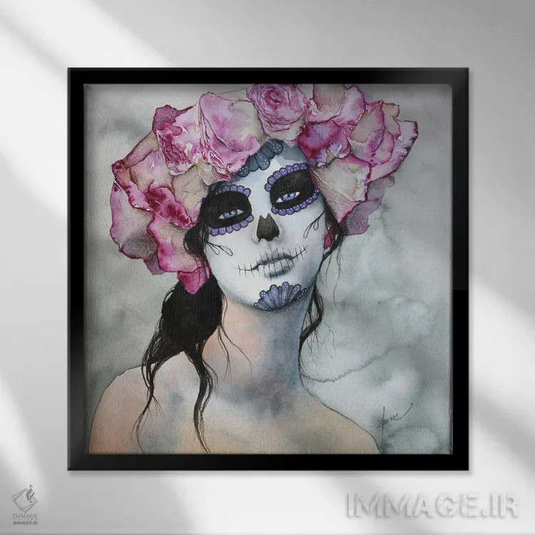 تابلو تینا جمجمه قندی (مراسم روز مردگان) اثر کریس جیمز - نمای قابدار مشکی