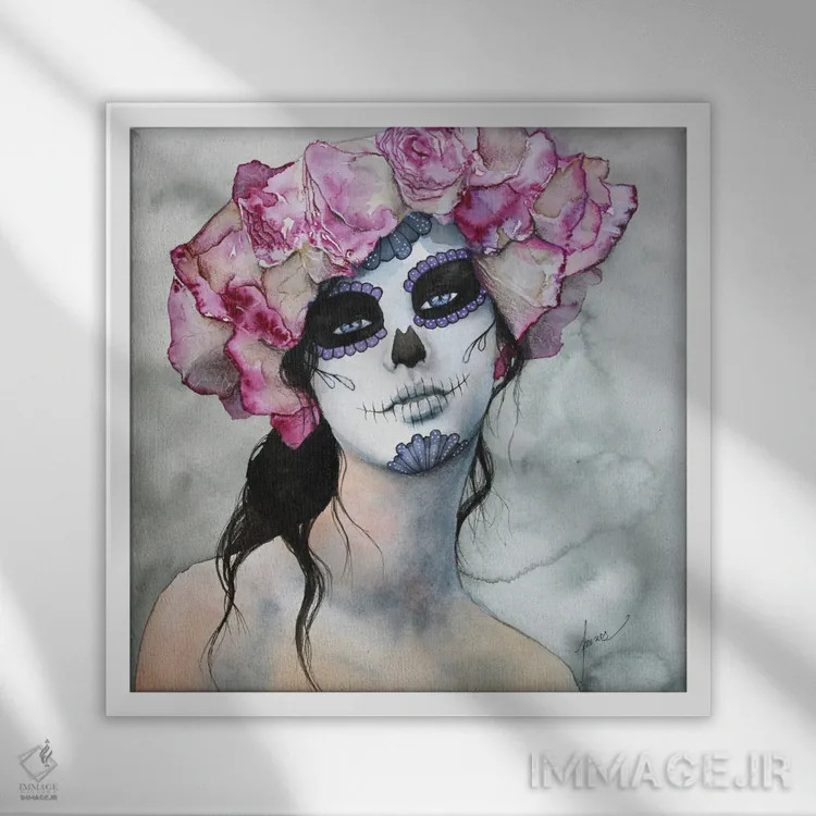 تابلو تینا جمجمه قندی (مراسم روز مردگان) اثر کریس جیمز - نمای قابدار سفید