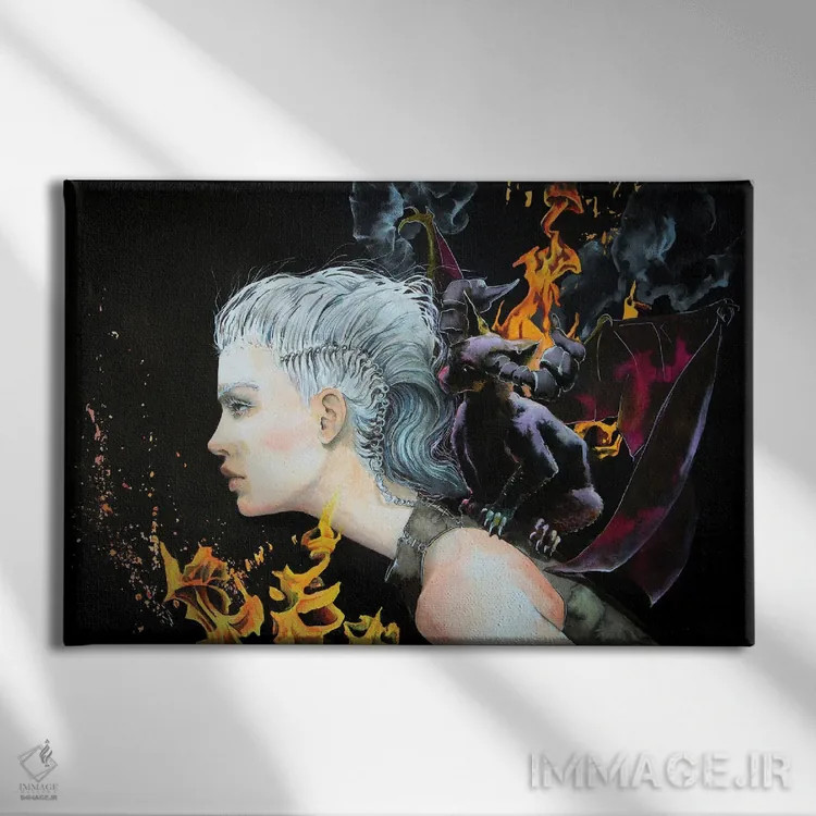 تابلو مادر اژدهایان (الهام از گیم آو ترونز) اثر کریس جیمز - نمای روبهرو روی دیوار
