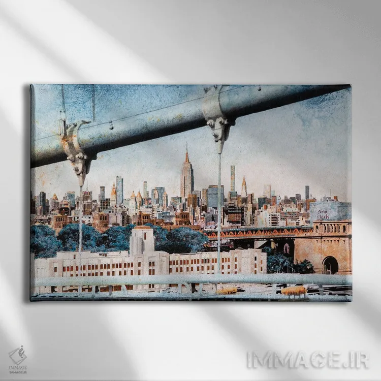 تابلو New York,منهتن از پل بروکلین، نیویورک اثر کارلوس آریاگا - نمای روبهرو روی دیوار