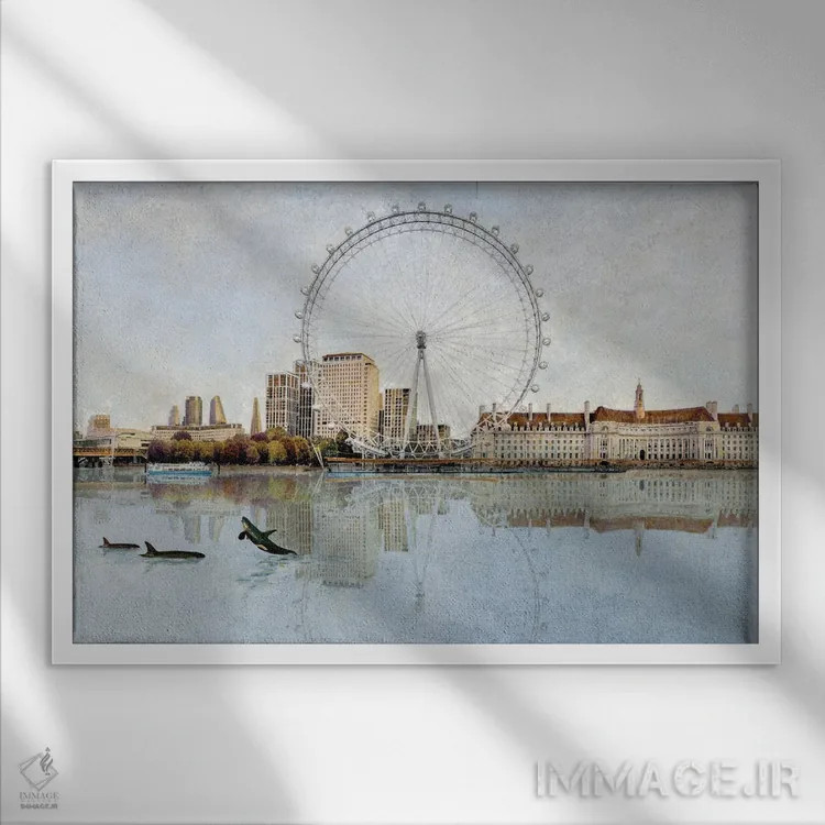 تابلو لندن مراقب توست (شماره دو) اثر کارلوس آریاگا - نمای قابدار سفید