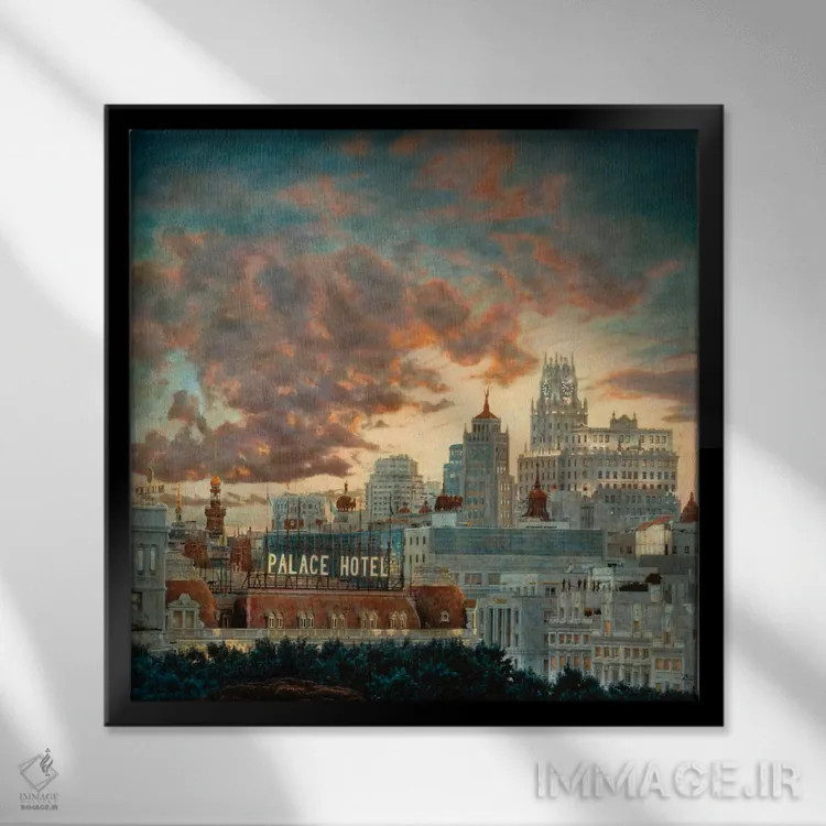 تابلو Madrid,هتل پالاس همیشه، مادرید اثر کارلوس آریاگا - نمای قابدار مشکی