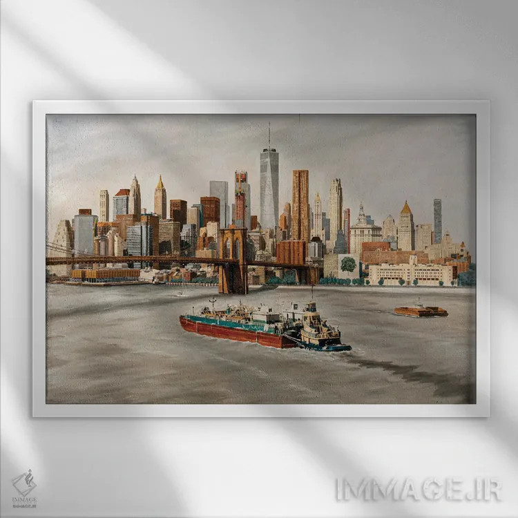 تابلو منهتن پایین جدید اثر کارلوس آریاگا - نمای قابدار سفید