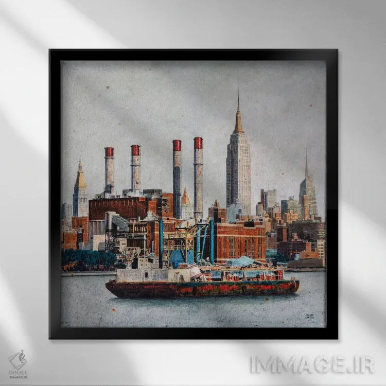 تابلو New York,میانهٔ منهتن، نیویورک اثر کارلوس آریاگا - نمای قابدار مشکی