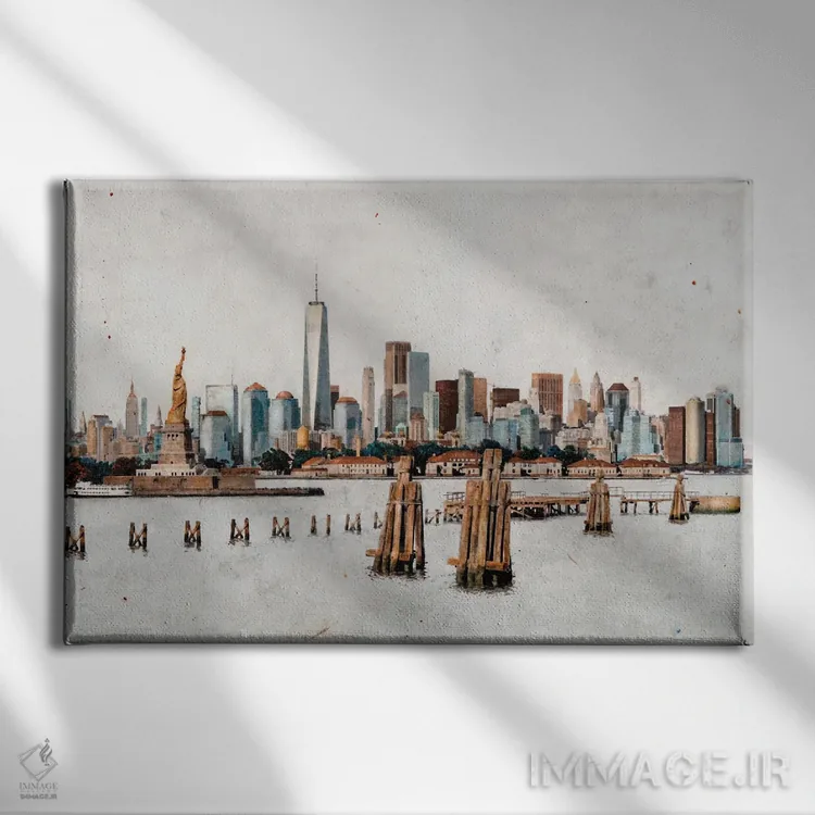 تابلو New York,منهتن بزرگ، نیویورک اثر کارلوس آریاگا - نمای روبهرو روی دیوار