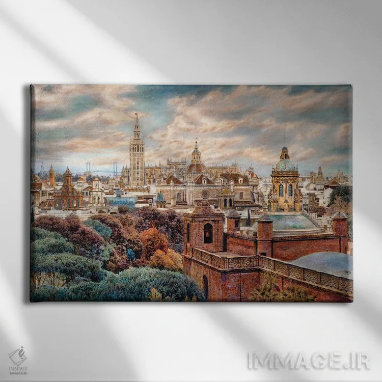 تابلو شهر ایدهآل سویا اثر کارلوس آریاگا - نمای روبهرو روی دیوار