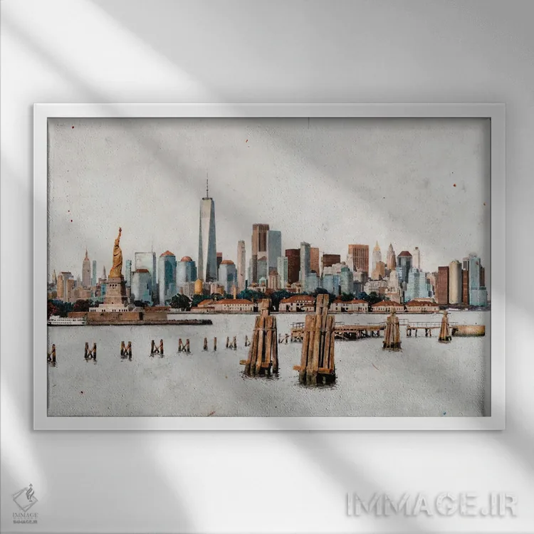 تابلو New York,منهتن بزرگ، نیویورک اثر کارلوس آریاگا - نمای قابدار سفید