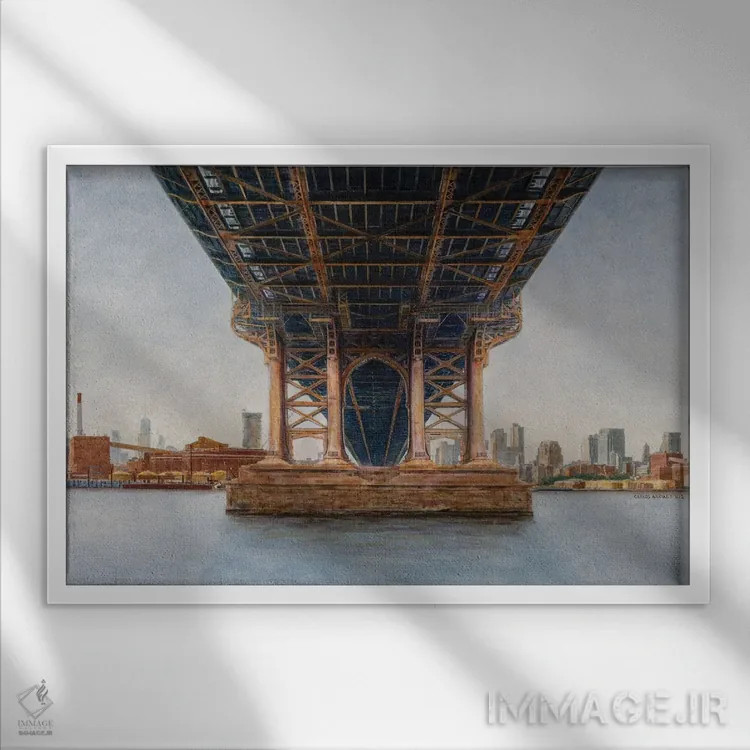 تابلو زیر پل منهتن اثر کارلوس آریاگا - نمای قابدار سفید