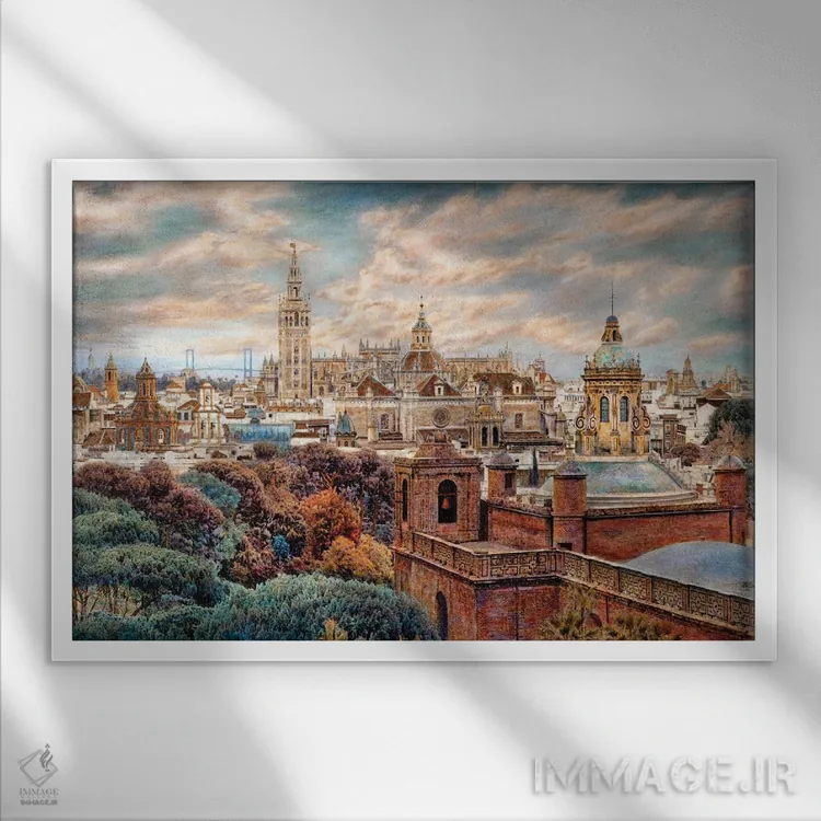 تابلو شهر ایدهآل سویا اثر کارلوس آریاگا - نمای قابدار سفید