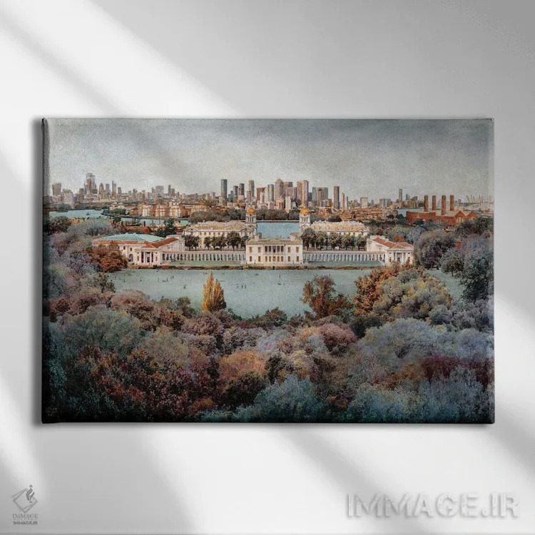 تابلو London,تمام لندن از گرینویچ، لندن اثر کارلوس آریاگا - نمای روبهرو روی دیوار