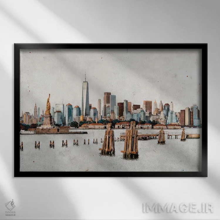 تابلو New York,منهتن بزرگ، نیویورک اثر کارلوس آریاگا - نمای قابدار مشکی