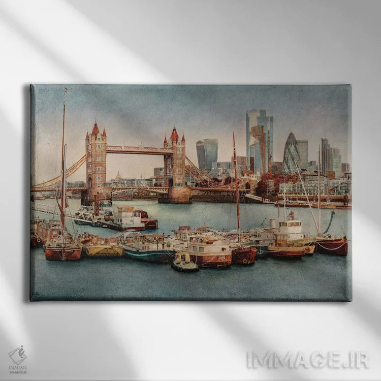 تابلو London,پل تاور برای همیشه، لندن اثر کارلوس آریاگا - نمای روبهرو روی دیوار