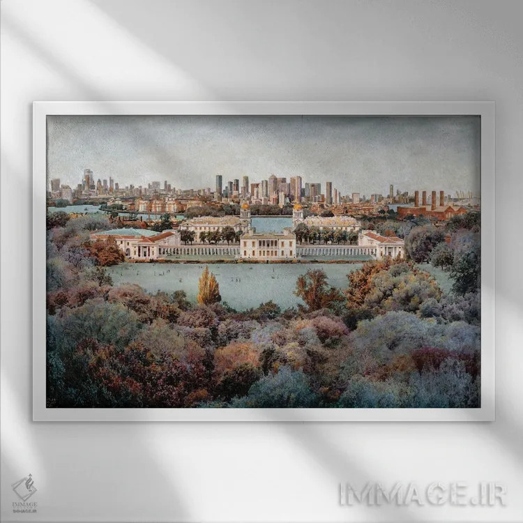 تابلو London,تمام لندن از گرینویچ، لندن اثر کارلوس آریاگا - نمای قابدار سفید