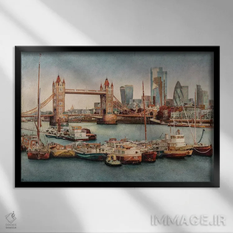 تابلو London,پل تاور برای همیشه، لندن اثر کارلوس آریاگا - نمای قابدار مشکی