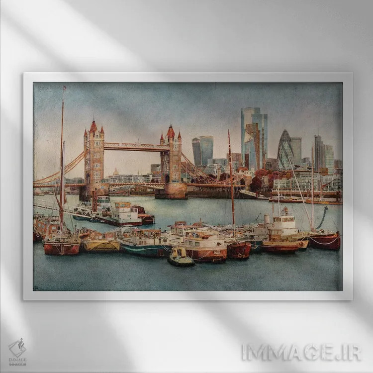 تابلو London,پل تاور برای همیشه، لندن اثر کارلوس آریاگا - نمای قابدار سفید