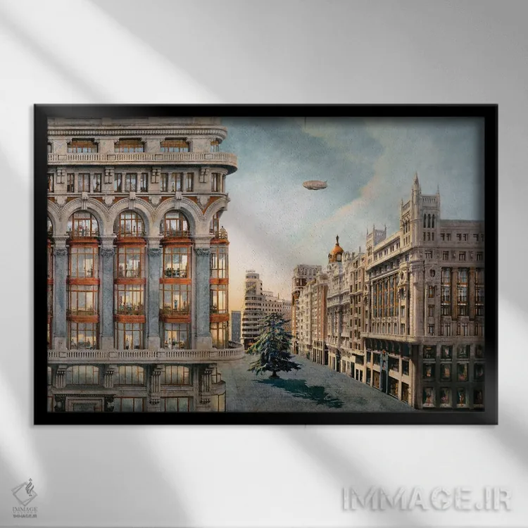 تابلو فلای مادرید (اسم خاص) اثر کارلوس آریاگا - نمای قابدار مشکی