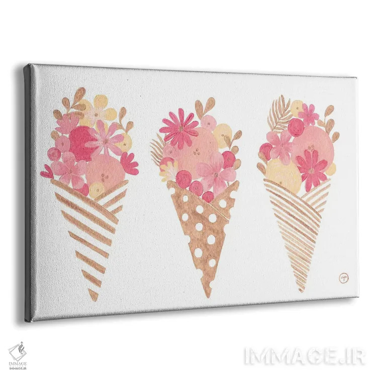 تابلو قیف بستنی روی کاغذ طلایی اثر کریتینگ تارین - نمای پرسپکتیو محصول