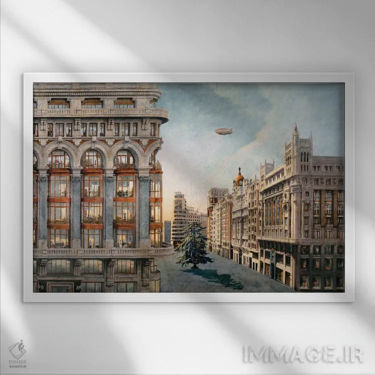 تابلو فلای مادرید (اسم خاص) اثر کارلوس آریاگا - نمای قابدار سفید