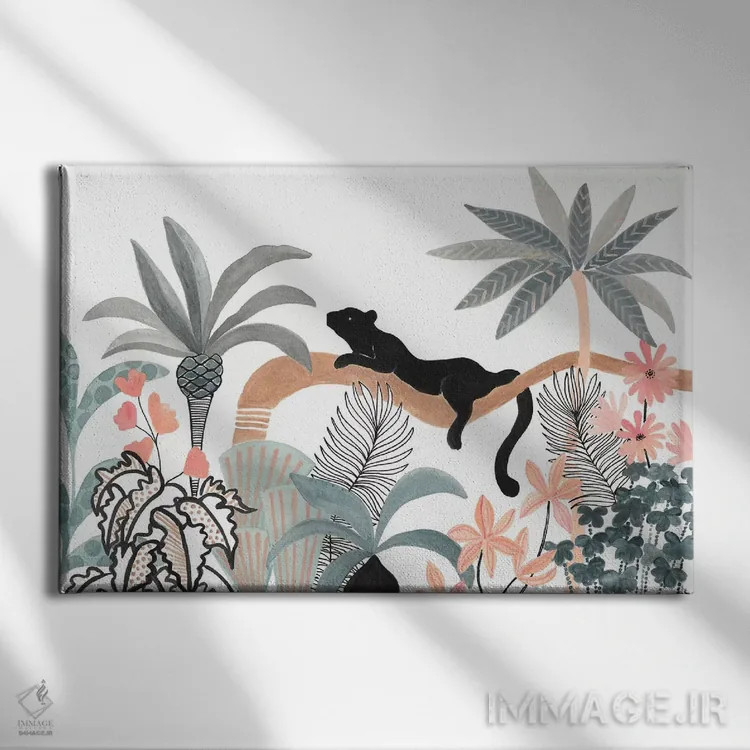 تابلو جاگوار در جنگل اثر کریتینگ تارین - نمای روبهرو روی دیوار