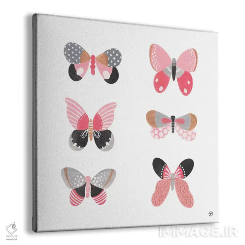 تابلو کاغذ مربع شش پروانه اثر کریتینگ تارین - نمای پرسپکتیو محصول