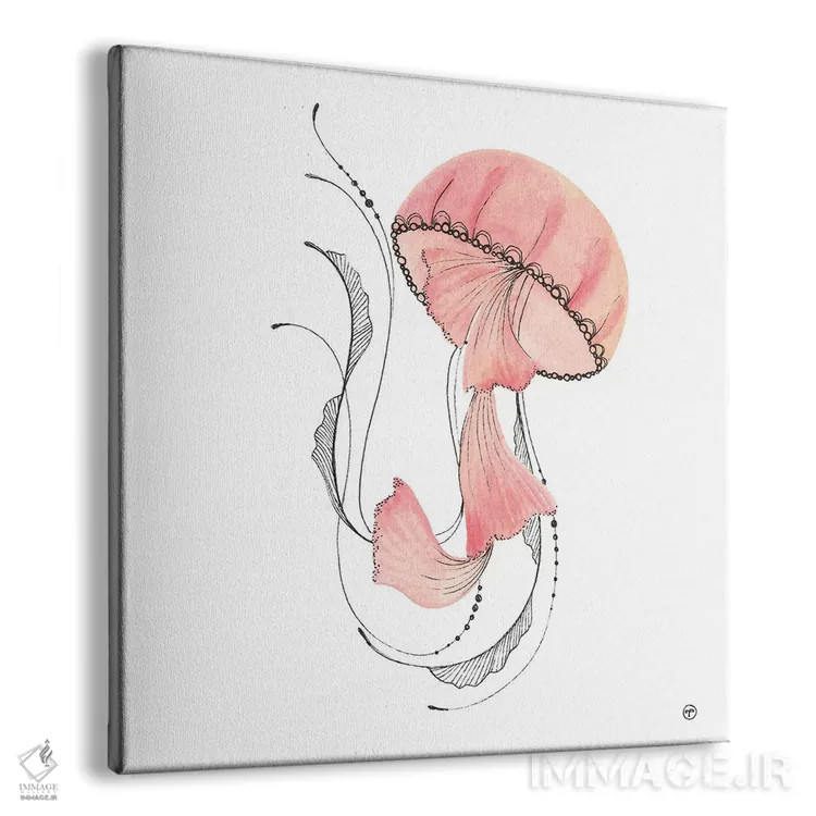 تابلو کاغذ عروس دریایی صورتی اثر کریتینگ تارین - نمای پرسپکتیو محصول