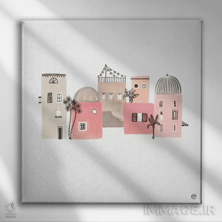 تابلو شش ساختمان کاغذی اثر کریتینگ تارین - نمای روبهرو روی دیوار