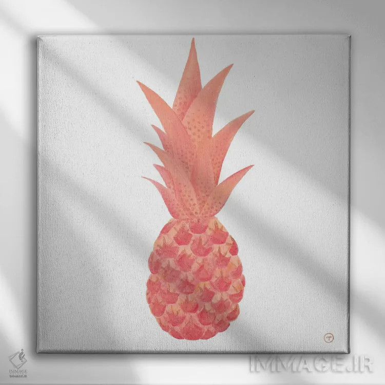 تابلو کاغذ آناناس صورتی با طلایی اثر کریتینگ تارین - نمای روبهرو روی دیوار