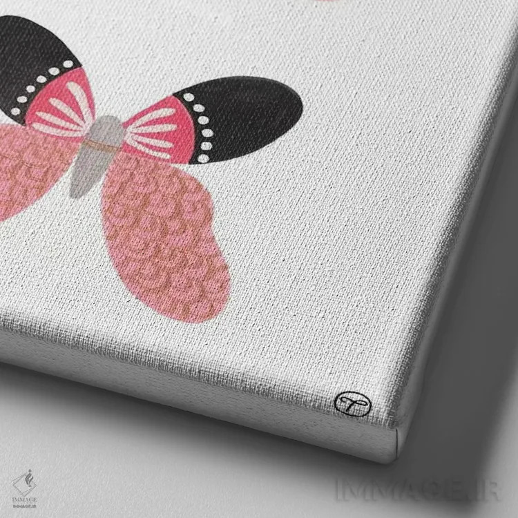 تابلو کاغذ مربع شش پروانه اثر کریتینگ تارین - نمای نزدیک بافت بوم