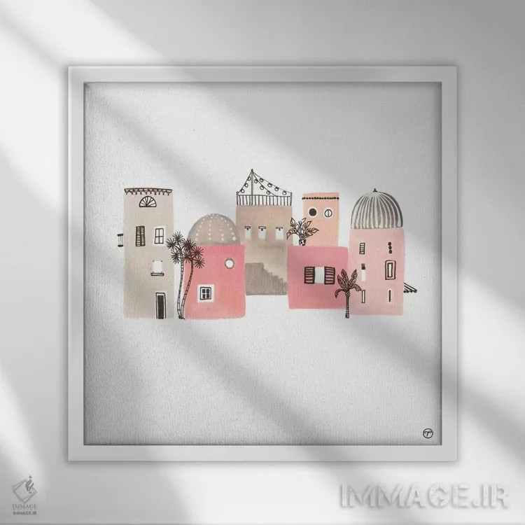 تابلو شش ساختمان کاغذی اثر کریتینگ تارین - نمای قابدار سفید