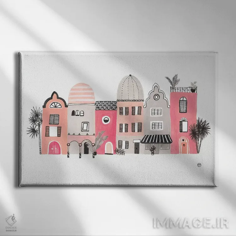 تابلو کاغذ ردیف خانهها اثر کریتینگ تارین - نمای روبهرو روی دیوار