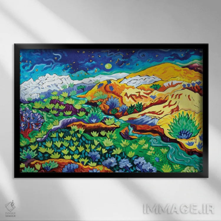 تابلو نور ستارگان غربی اثر کتی کری - نمای قابدار مشکی