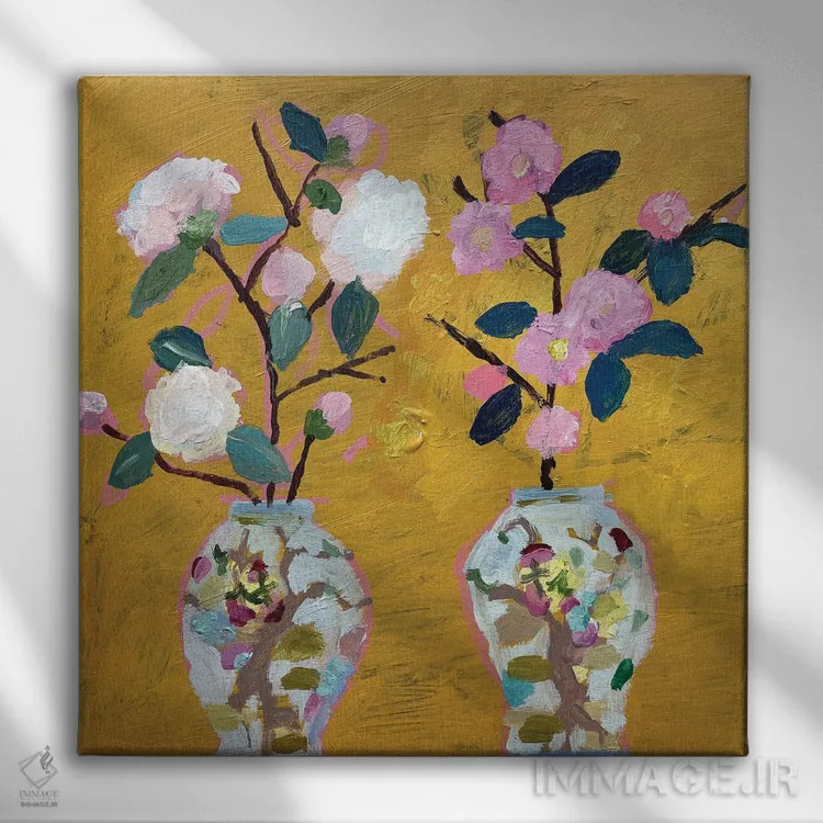 تابلو کاملیاها (نوعی گل) اثر شارلوت هاردی - نمای روبهرو روی دیوار