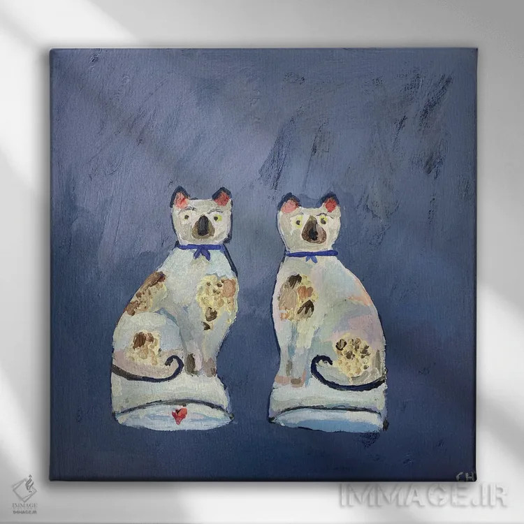 تابلو گربههای چینی اثر شارلوت هاردی - نمای روبهرو روی دیوار