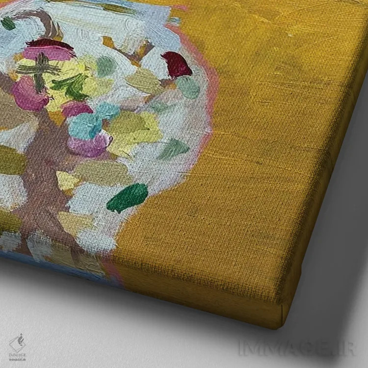 تابلو کاملیاها (نوعی گل) اثر شارلوت هاردی - نمای نزدیک بافت بوم