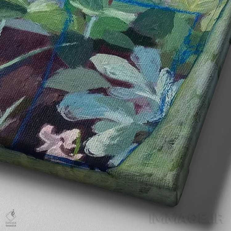 تابلو سبز بهارگونه اثر شارلوت هاردی - نمای نزدیک بافت بوم